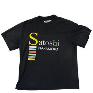Satoshi Nakamoto Best Code Tee Washed Black Crypto Graphic Size M Men's